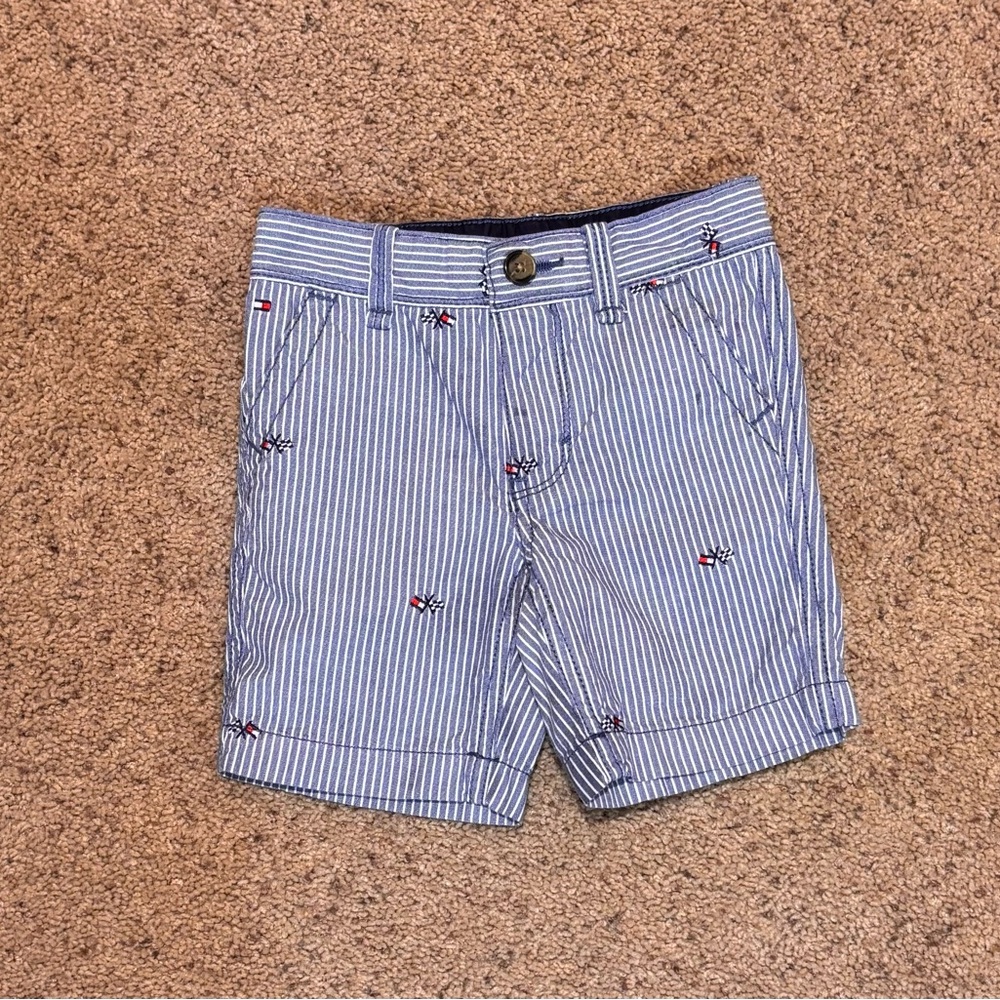 Tommy Hilfiger Blue and White Striped Shorts, size 2T.